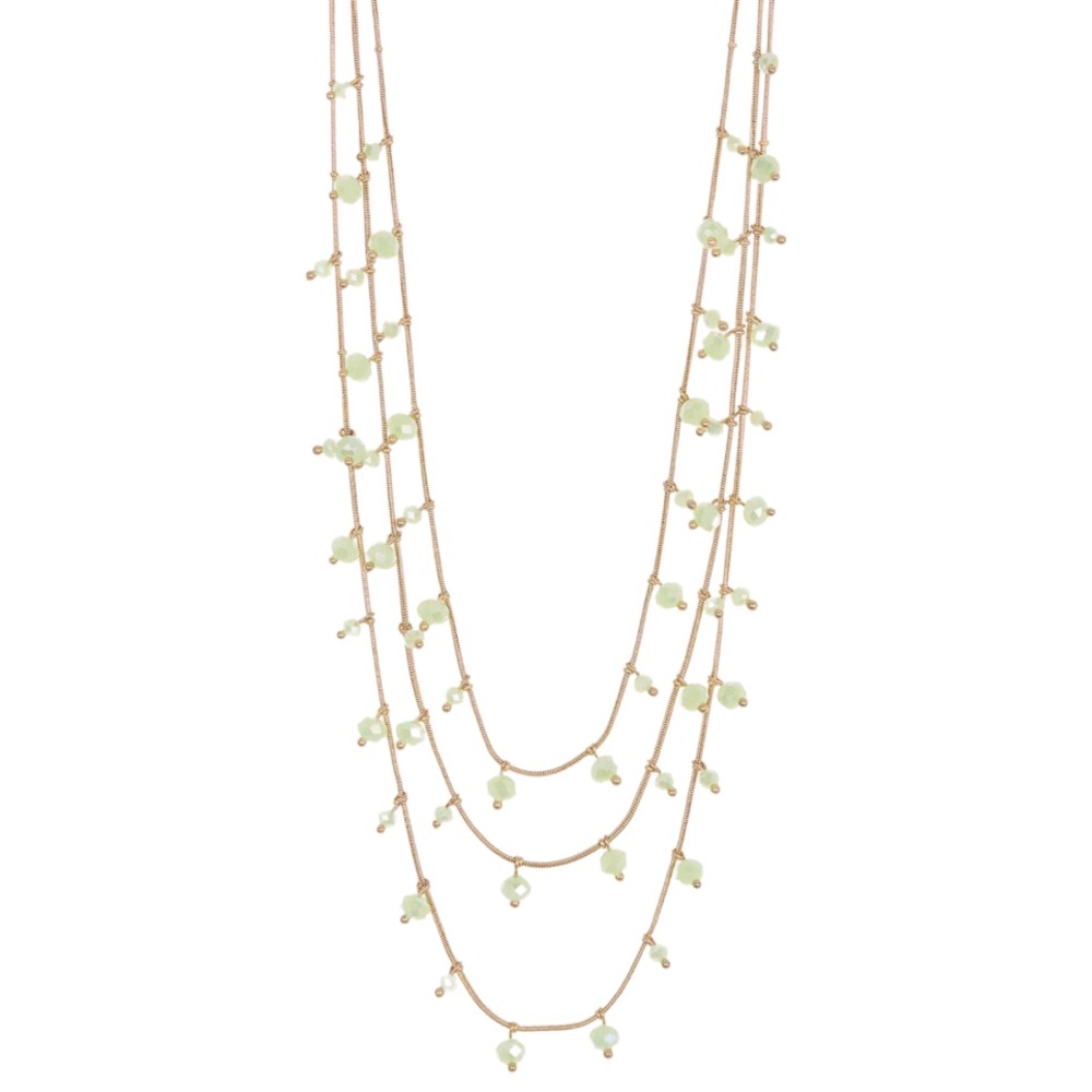 NWT Melrose & Market Nordstrom Multi-Beaded Layered Green and Gold Necklace $68